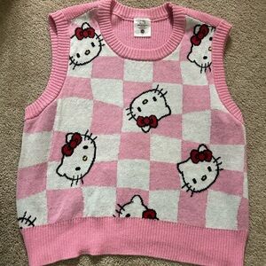 Hello Kitty Pink Checkerboard Knit Vest Sanrio Large